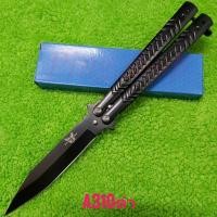 ราคา อุปกรณ์เดินป่า มีดควง มีดบาลีซอง มีดพก มีดควงผีเสื้อ BENCHMADE รุ่น A310 ดำ ใบดำสวยๆ คมๆ พร้อมมีที่เหน็บพกพาสะดวก สินค้าคุณภาพเน้นใช้งาน น่าสะสม พกพาเดินป่า 22cm (17432903581)