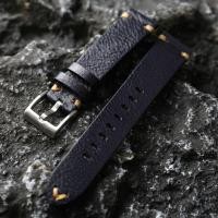 ราคา สายนาฬิกาหนังวัวชั้นบนสีน้ำตาลแบบทอแบนทำมือ สายรัดข้อมือชาย สายโซ่แบบหนาบางสำหรับ Seiko Casio สายนาฬิกาหนังแท้ (22698893330)