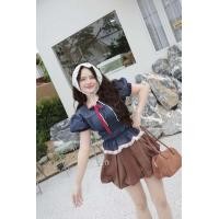 ราคา เสื้อแขนตุ๊กตาเนื้อผ้าฝ้ายสียีนส์แต่งกุ้นแดง (24817774740)
