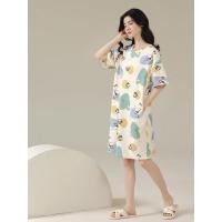ราคา ชุดนอนสตรีชุดนอนผ้ายืดผสมคอตตอน กระโปรงยาว เดรสชุดนอน (24594355730)