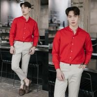 ราคา เสื้อเชิ้ตสีแดง เสื้อเชิ้ตตรุษจีน Oxford หลากหลายแบบ แขนยาวคอปก แขนสั้นคอปก แขนยาวคอจีน แขนสั้นคอจีน (24239083041)