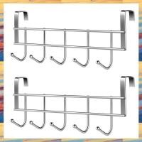 ราคา TEFP 2X Over the Door 5 Hooks Home Bathroom Organizer Rack Clothes Coat Hat Towel Hanger Stainless Steel Good Load Bearing (24397355606)