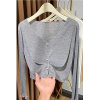 ราคา เสื้อคาร์ดิแกนถักบางสำหรับฤดูร้อน เสื้อคลุมยาวคลุมไหล่แขนยาว ผ้าฝ้ายผสมโพลีเอสเตอร์ ทรงหลวม ปกติ ปกติ ปกติ (24775419729)
