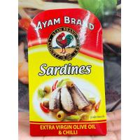 ราคา ปลาซาร์ดีน ในน้ำมันมะกอกและพริก ตราอะยัม ปลากระป๋อง น้ำหนักสุทธิ120กรัม เนื้อ78กรัม 1กระป๋อง ไม่ใสผงชูรส ไม่ใส่วัตถุกันเสีย (18595173449)