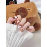 ราคา เล็บประดับแหวนรูปหมี ชิ้นส่วนเล็บประดับลายหมีคาร์โป ลายฤดูใบไม้ร่วง ฤดูหนาว ความยาวสั้น เล็บประดับแบบสวม ทำด้วยมือ (24015167414)