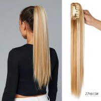 ราคา คลิปหนีบผมหางม้าแบบตรงสำหรับผู้หญิงต่อผมคลิปผมหางม้าผมสังเคราะห์ขนาด24นิ้วสำหรับแฮร์พีชผมหางม้า (21004703917)