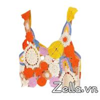 ราคา เสื้อถักลายดอกไม้คอวีแขนกุดสำหรับผู้หญิงสายเดี่ยวลายดอกไม้โครเชต์ฤดูร้อน (24343068791)