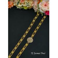 ราคา เครื่องประดับชุดไทย สังวาลย์ชุดไทย สังวาลย์ทอง สร้อยตัว ลายดอกพิกุล หัวเข็มกลัดกลมเพชร ใช้ได้ทั้งเด็กและผู้ใหญ่ (18286035901)