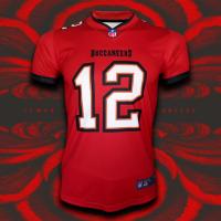 ราคา เสื้อยืด อเมริกันฟุตบอล NFL ทีม แทมป้าเบย์ บัคคาเนียร์ส Home รุ่น Tom Brady เบอร์ 12 AF0005 ไซส์ S 5XL (12877372075)