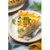ราคา Quiche Smoked Salmon cream cheese and capers คีชแซลมอนรมควัน ครีมชีส และเคเปอร์ 250g (24634917789)