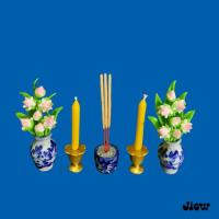 ราคา ชุดบูชา ชุดบูชาพร้อมธูปเทียนพร้อมแจกันบัวมงคล 7 ดอกจิ๋วสีชมพูทูโทน ดินปั้น วางหิ้งพระ สูง 3 (22353313913)