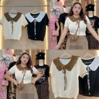 ราคา เสื้อไหมพรมปกคอบัวผูกโบว์ อก30 44 (24690229356)