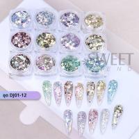 ราคา 12pcs Sparkle หกเหลี่ยมเล็บเลื่อม Holographic Chunky Glitter Flakes Y2K Mermaid ผสมชิ้น Spangles สีรุ้ง 3D เล็บ (24533472938)