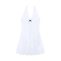 ราคา ชุดเดรสคอวีแขนกุดผ้าลูกไม้สีขาว ทรงเข้ารูป ช่วงต้นฤดูใบไม้ร่วง ชุดกระโปรงสั้นผู้หญิง ชุดเดรสผู้หญิง ชุดเดรสคอวี ชุดเดรสแขนกุด (24890632858)