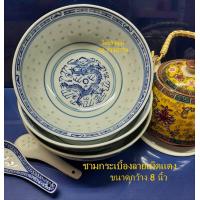 ราคา ชามกระเบื้องลายเม็ดแตง ชามกระเบื้องขนาดใหญ่ 8 นิ้ว ชามใส่น้ำแกงขนาดใหญ่ ชามกังไสจีนโบราณ Chinese Porcelain Bowl 8 (9284840930)