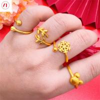 ราคา XT เครื่องประดับเกาหลี24K แหวนปรับขนาดได้มิกกี้เกล็ดหิมะ916ชุบทองแท้ (21297053249)