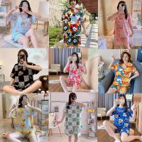 ราคา ชุดนอนลายการ์ตูน ชุดนอนคอกลม ชุดนอนคอกลมเสื้อแขนสั้น ขาสั้น ลายการ์ตูน ใส่สบาย เนื้อผ้านิ่มใส่สบายมาก ฟรีไซส์ พร้อมส่งจากไทย สินค้าขายดี Sook Living Mall (24711149558)