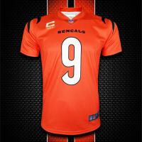 ราคา เสื้อยืด อเมริกันฟุตบอล NFL ทีม ซินซิเนติ เบงกอลส์ Alternate Jersey รุ่น Joe Burrow เบอร์ 9 AF0022 ไซส์ S 5XL (18295748155)