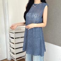 ราคา เสื้อตาข่าย เสื้อไหมพรมแบบหลวม เสื้อแขนกุดตัวยาวผ้าไหมพรมใส่ได้ 2 แบบ ชุดเดรส เนื้อผ้านุ่มสาวอวบใส่ได้ ผ้าถัก (24733477188)