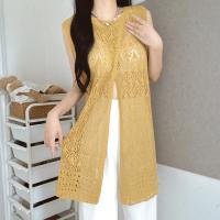 ราคา เสื้อตาข่าย เสื้อไหมพรมแบบหลวม เสื้อแขนกุดตัวยาวผ้าไหมพรมใส่ได้ 2 แบบ ชุดเดรส เนื้อผ้านุ่มสาวอวบใส่ได้ ผ้าถัก (24733477187)