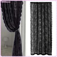 ราคา WDClever ม่านผ้าม่านหน้าต่างลูกไม้ผ้าม่านตาข่ายลายดอกไม้สีดำลายวินเทจสำหรับระเบียงตกแต่งห้องนั่งเล่นม่านหน้าต่าง (23225649360)