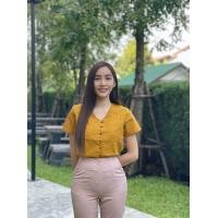 ราคา เสื้อคอวี ผ้าฝ้ายเสื้อพื้นเมือง สีพื้นคอวี (16286633107)