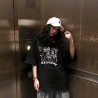 ราคา เสื้อยืดทรงหลวม ลาย เสื้อผ้าแฟชั่นผู้หญิงเกาหลี oversize เสื้อคู่รักเสื้อยืดแขนสั้นเอวลอยวัยรุ่น เสื้อยืดสตรีท WAN213 (16930432925)