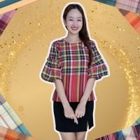 ราคา เสื้อขาวม้าคอกลมแขนกระดิ่ง เสื้อผ้าฝ้ายผู้หญิง ผ้านุ่มเย็นสบาย (24899339916)