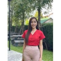 ราคา เสื้อคอวี ผ้าฝ้ายเสื้อพื้นเมือง สีพื้นคอวี (16286633097)