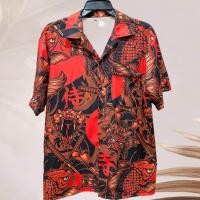 ราคา เสื้อเชิ้ตฮาวาย ลายปลาคราฟซามูไร พื้นสีแดง ผ้าไหมอิตาลี (24834127347)