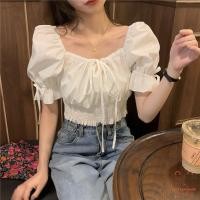 ราคา เสื้อครอปปาดไหล่แขนเบลาส์โบว์ CPCSDLTS91 สาวอวบ พลัสไซส์ ไซส์ใหญ่ 45 100kg มีทุกไซด์ (21191584295)