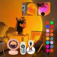 ราคา ไฟ LED ฉายแสงพระอาทิตย์ตกพร้อมรีโมทคอนโทรล ไฟกลางคืน 16 สี ไฟพระอาทิตย์ขึ้น RGB Lighted (24088287066)