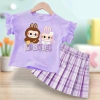 ราคา ชุดเซ็ทเด็ก2ชิ้น เสื้อแขนระบาย กระโปรงลายสก๊อตอัดพลีท (22388302642)