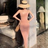 ราคา เดรสยาว เดรสเข้ารูป เดรสสายเดี่ยวไหมพรม (21607828059)