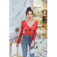 ราคา บอดี้สูทลูกไม้แขนยาวคอวี ปั้วสุดและยั่วแบบสุด (22594333145)