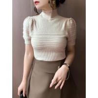 ราคา YIYI SHOP เสื้อไหมพรม แขนสั้น คอเต่า ทรงรัดรูป สไตล์เกาหลี 23057 (24236053919)