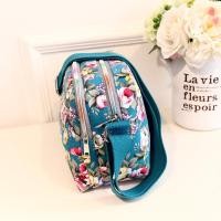 ราคา Flower pattern womens fashionable canvas portable bag nylon waterproof material single shoulder crossbody bag (23292517433)