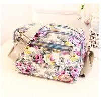 ราคา Flower pattern womens fashionable canvas portable bag nylon waterproof material single shoulder crossbody bag (23292517431)