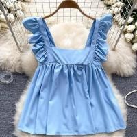 ราคา Keu พร้อมส่ง เสื้อแขนระบาย คอเหลี่ยม แต่งผูกโบว์ด้านหลัง สม็อคหลังยืดได้เยอะ งานแนวเกาหลี น่ารักมาก สไตล์เกาหลี (24534844207)