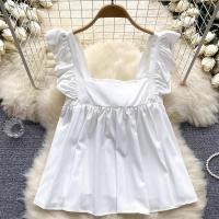 ราคา Keu พร้อมส่ง เสื้อแขนระบาย คอเหลี่ยม แต่งผูกโบว์ด้านหลัง สม็อคหลังยืดได้เยอะ งานแนวเกาหลี น่ารักมาก สไตล์เกาหลี (24534844198)