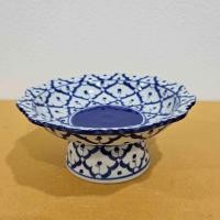 ราคา พานเซรามิค พานเชิงถวายพระ เซรามิคแท้ พานทรงสูง มี 6 ขนาด 3 8 นิ้ว พานเซรามิค ลายไทย ลายคราม (22841302651)