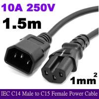 ราคา สายไฟ AC แบบ C14 C15 Power Cord IEC 320 C14 Male To C15 Female Extension Cable 1 5m 6ft Black 10A 250V (13728218278)