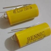 ราคา Capacitor3 3UF 250V 335 3300NF BENNIC MT แพ็ค2ตัว คาปาซิเตอร์เสียงแหลม C 3 3UF 250V สีเหลืองทรงกระบอก หางหนู (4440918685)