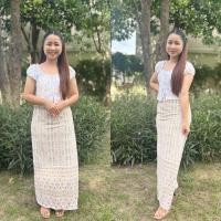 ราคา กระโปรงผ้าถุงเย็บสำเร็จลายไทย (24997004928)