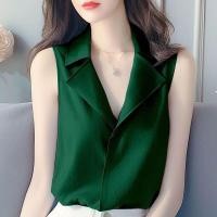 ราคา เสื้อเชิ้ตผู้หญิงแขนกุดหลวมๆ ผ้าชีฟองสไตล์เกาหลี คอโปโล แฟชั่นฤดูร้อน 2025 เสื้อผ้าทำงาน ชุดทำงาน เสื้อผ้าทำงาน (24953866287)
