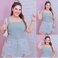 ราคา ส่งฟรี เสื้อแขนกุด เสื้อสายเดี่ยวสาวอวบ เสื้อแขนกุดไซส์ใหญ่ ทรงครอป ผ้าร่อง ใส่สวย เซกซี่ A298 เสื้อกล้ามไซส์ใหญ่ เสื้อกล้ามสาวอวบ เสื้อแขนกุดคนอ้วน สายเดี่ยว (24479901536)