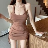 ราคา เดรสสายเดี่ยว เว้าเอวทรงเข้ารูปสวยงานผูกคอ ชุดเดรสสายเดี่ยวรัดรูป เดรสกระโปรงสั้นงานเปิดหลัง เดรสออกเดท (16320549703)