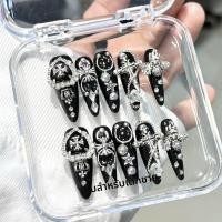 ราคา เล็บใส่ได้แบบทำมือสีดำและเงิน ผลิตในปริมาณขนาดใหญ่ เล็บทาสี Y2K สำหรับเด็กผู้ชาย สำหรับผู้หญิงวัยรุ่น ดูดซับความชื้นได้ดี (24044550940)
