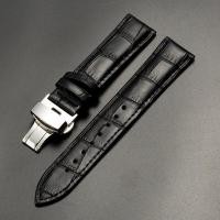 ราคา สายนาฬิกาหนังแท้สำหรับผู้ชายและผู้หญิง Casio Tissot Longines King Ross Butterfly Buckle สายนาฬิกาหนังวัวสีแดงและสีขาว (23952891543)