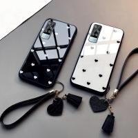 ราคา LZDTUD เคสกระจกนิรภัย VIVO Y31 Y51 Y51a เคสโทรศัพท์ มีสายรัดข้อมือ ขอบนิ่ม TPU เคส สีดำ สีขาว ลายหัวใจแฟชั่น V2036 V2030 V2031 (14299399289)